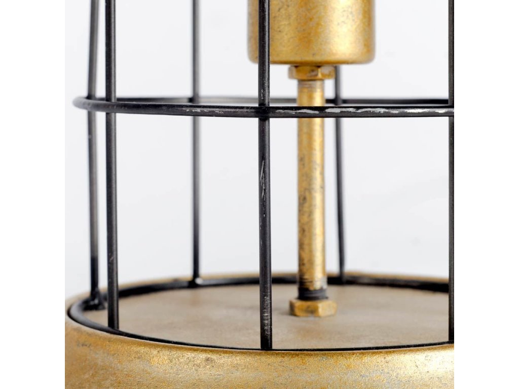 I (38"H) Gun-Metal Grey Cylindrical Metal Cage Table Lamp - Alternative View
