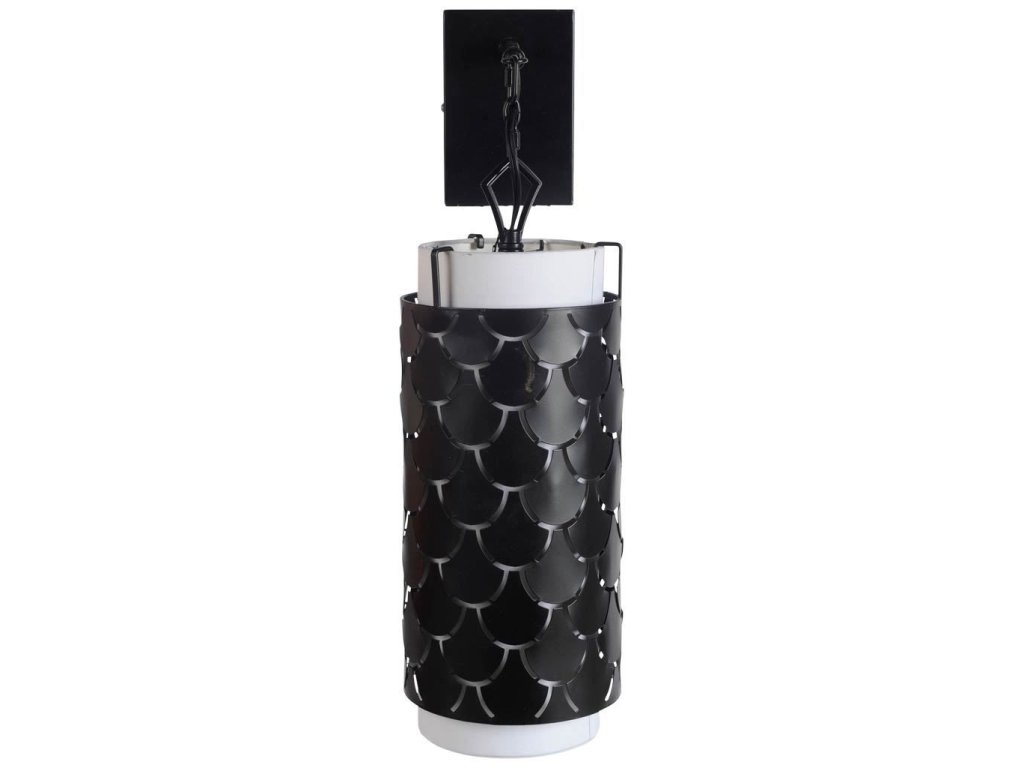 III 10.5X22 Black Toned Metal Fish Scale Wall Sconce