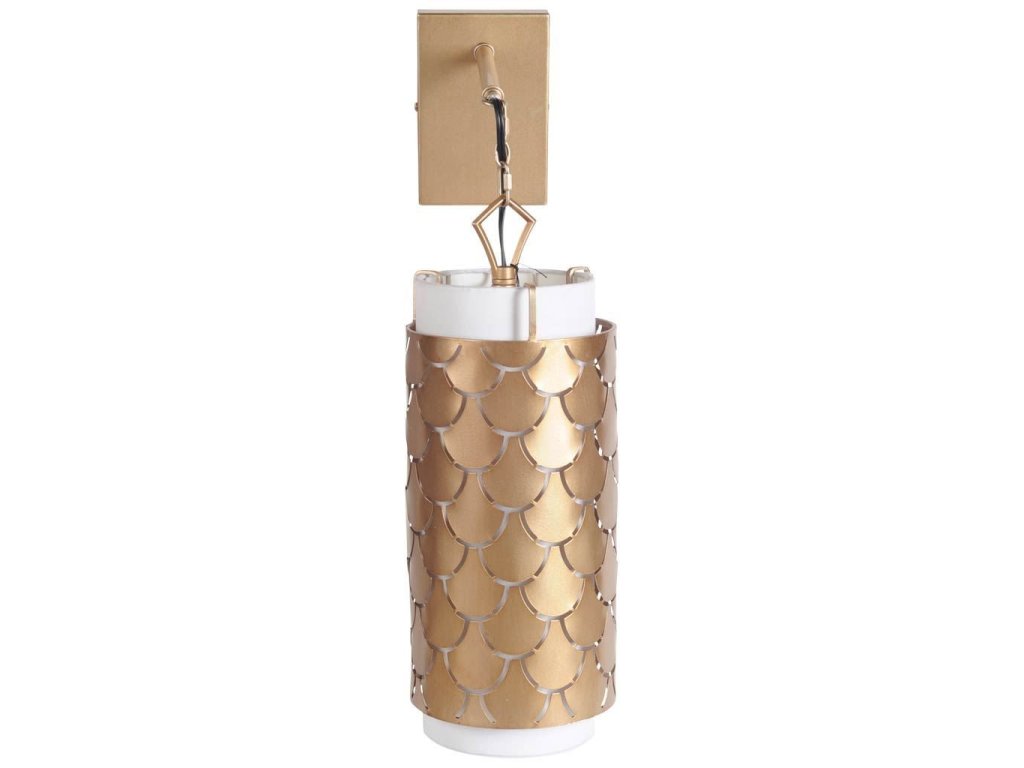 IV 10.5X22 Gold Toned Metal Fish Scale Wall Sconce