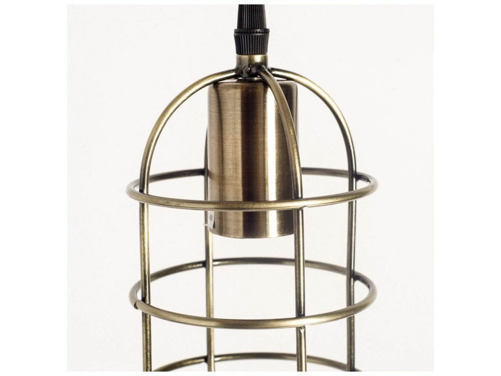 I 4X8 Antiqued-Brass Metal Cage Pendant Light