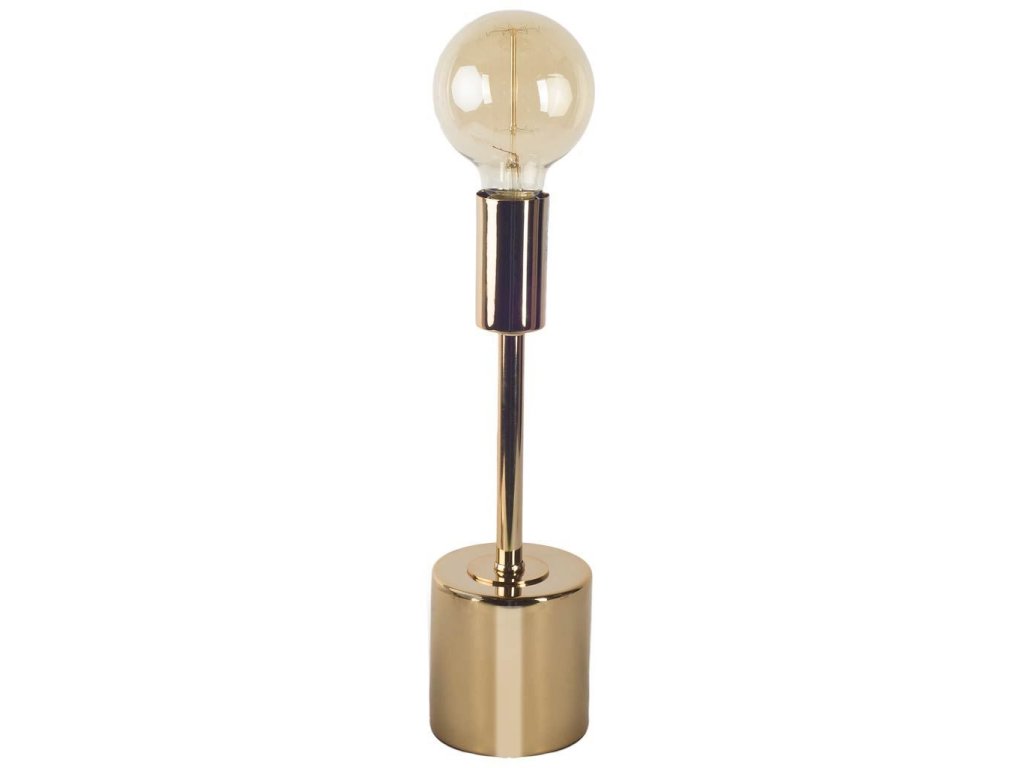 I (17.5"H) Metallic-Gold Metal Shade-Less Table Lamp