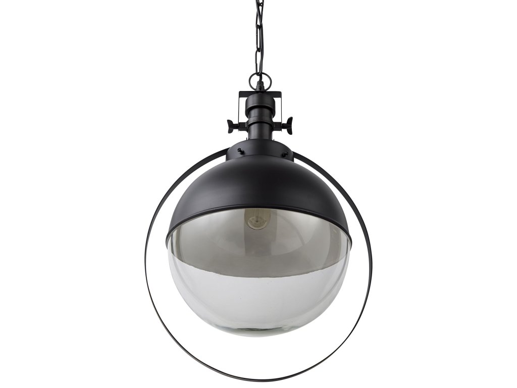 II 15X20 Black Metal Spherical Pendant Light