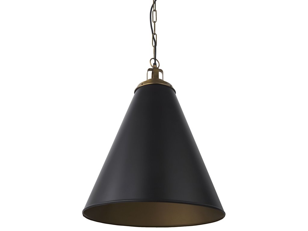 18.0L x 18.0W x 23.0H Black w/Antiqued Gold Accents Pendant Light