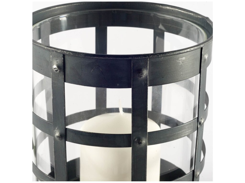 Black Metal/Glass Caged Table Candle Holder - Alternative View