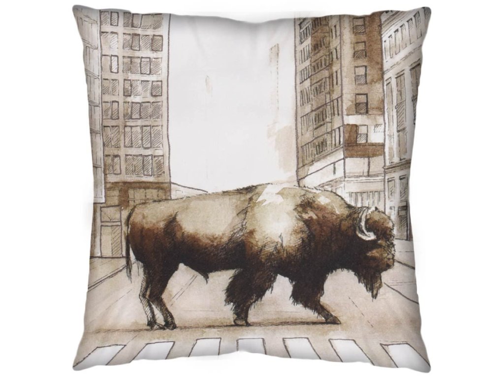 II 18 x 18 Brown Bison City Crossing Decorative Pillow Cover