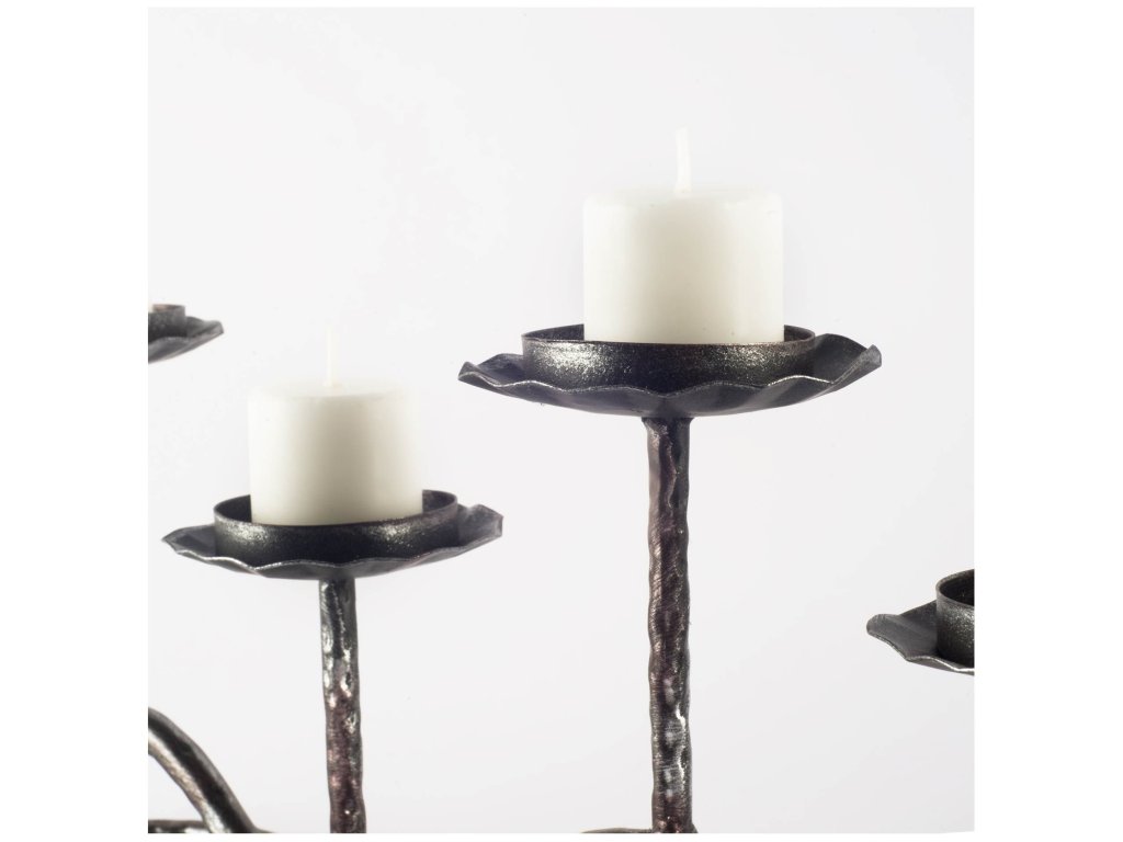 Black Metal Pipe Five Tealight Table Candle Holder