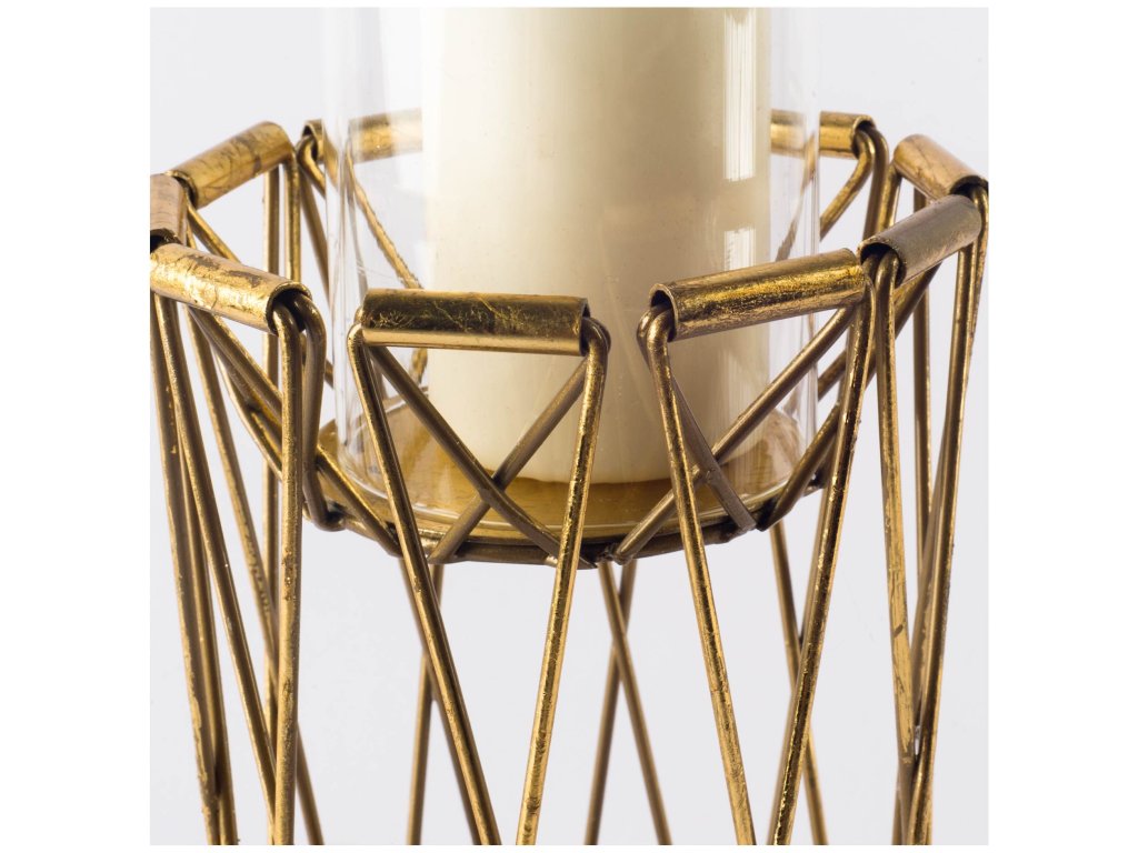 II Short Antiqued Brass Metal Table Candle Holder