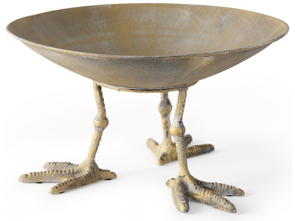 II 13L x 13W Gold Metal Webbed Feet Bowl