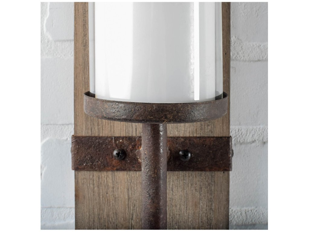 23.8"H Wood With Metal Accent Wall Candle Holder