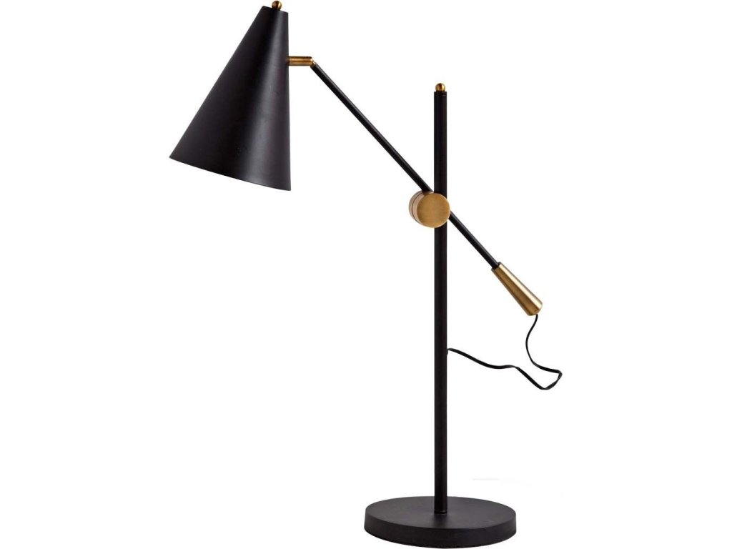 Ii(26"H) Black/Gold Metal Adjustable Cone Shade Table Lamp
