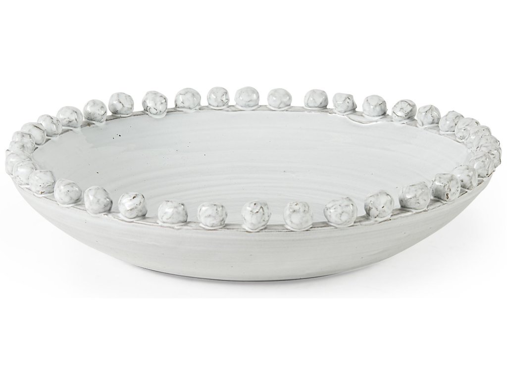16" Round Off-White Glazed Decorative Bowl