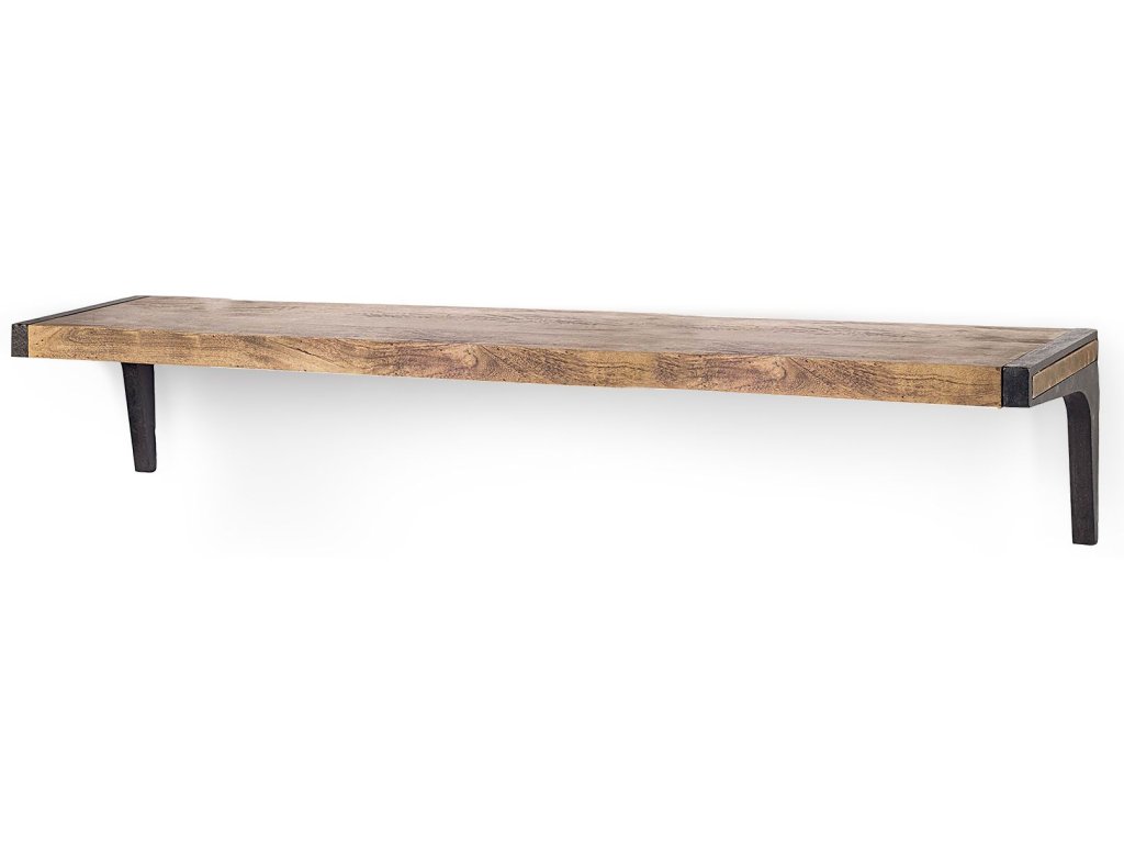 I 58.0L x 11.0W x 11.0H Brown Wood w/Black Metal Wall Shelf