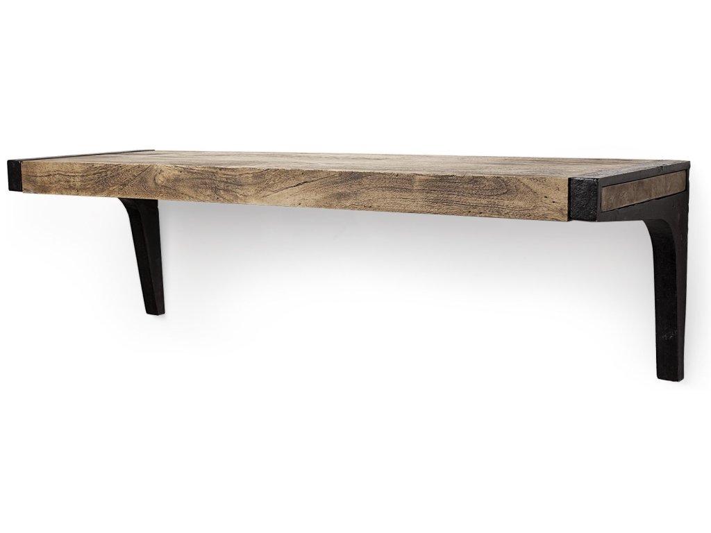 II 36.0L x 10.8W x 10.5H Brown Wood w/Black Metal Wall Shelf