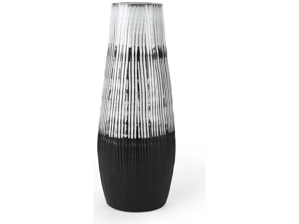 I Tall Dark Brown/White Ceramic Vase