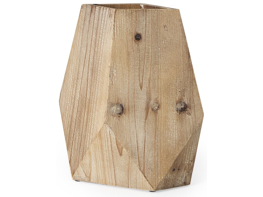 III Tall Natural Wooden Base Oval Vase