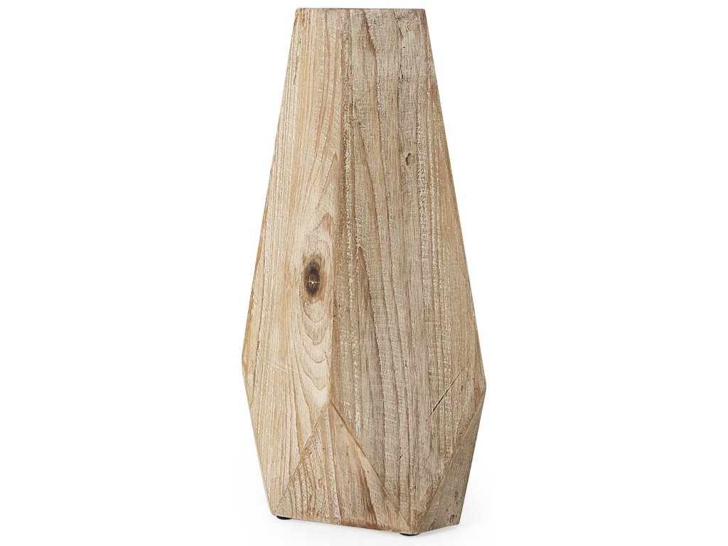 II Small Natural Wooden Base Oval Vase