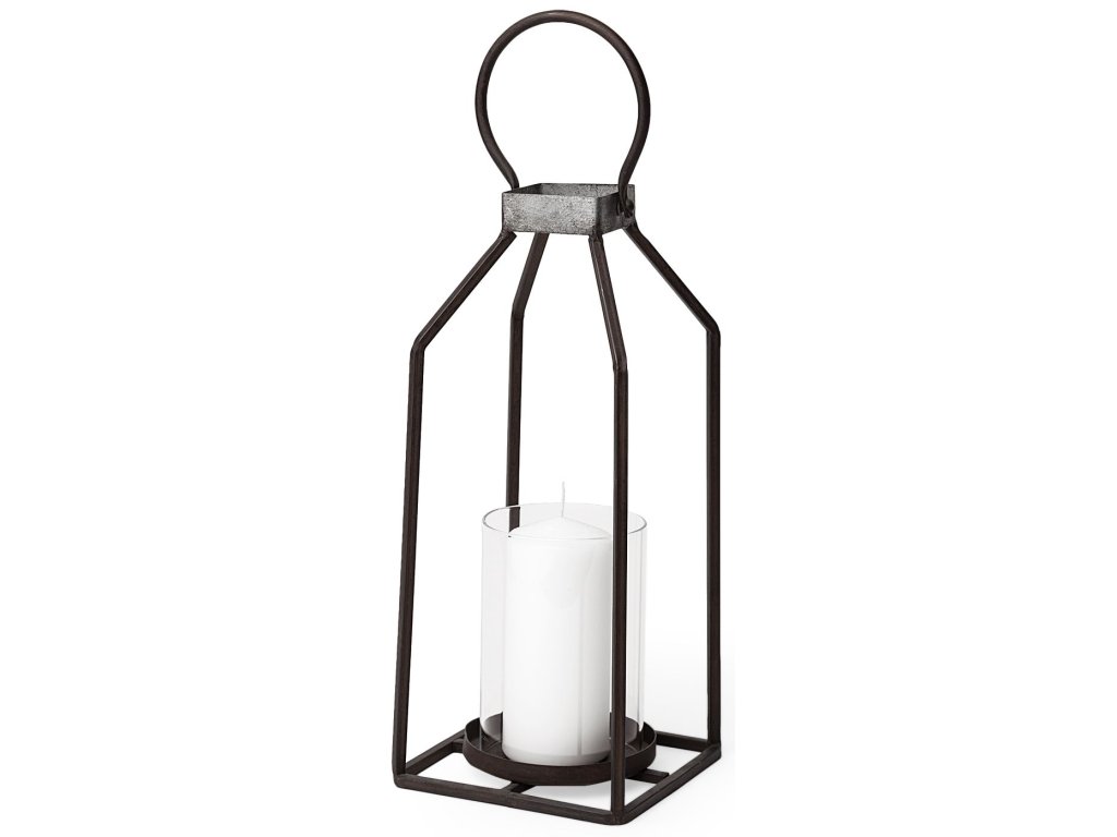 II Small Rustic Metal Framed Table Candle Holder