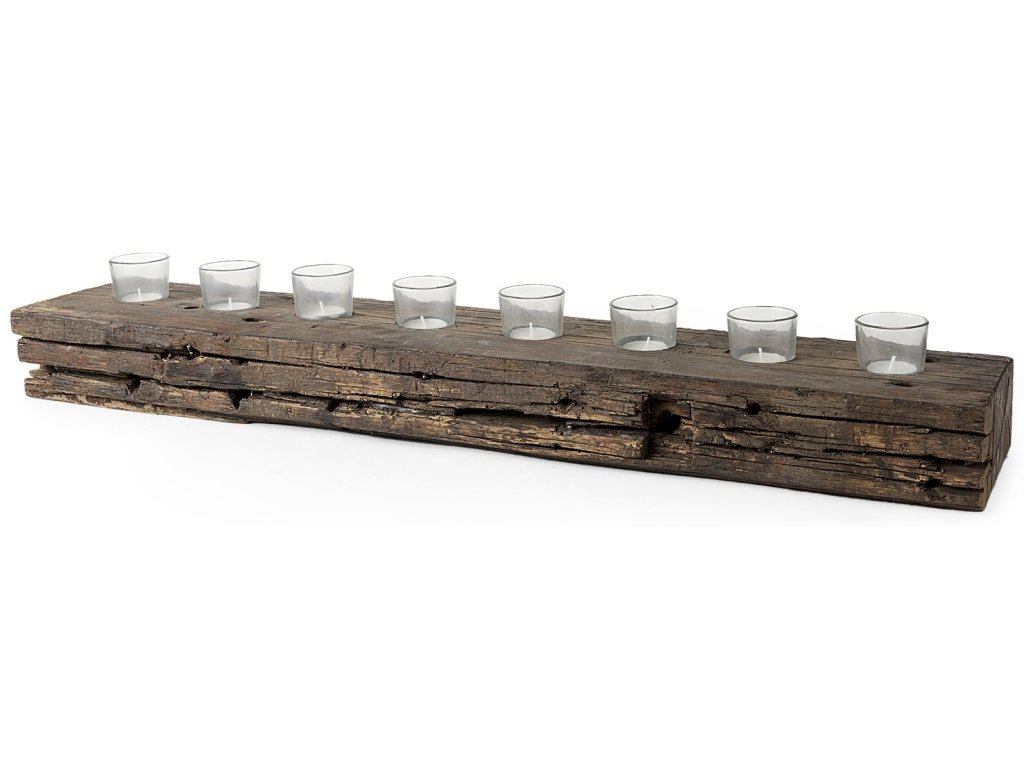 Reclaimed Wood Eight Tealight Table Candle Hodler