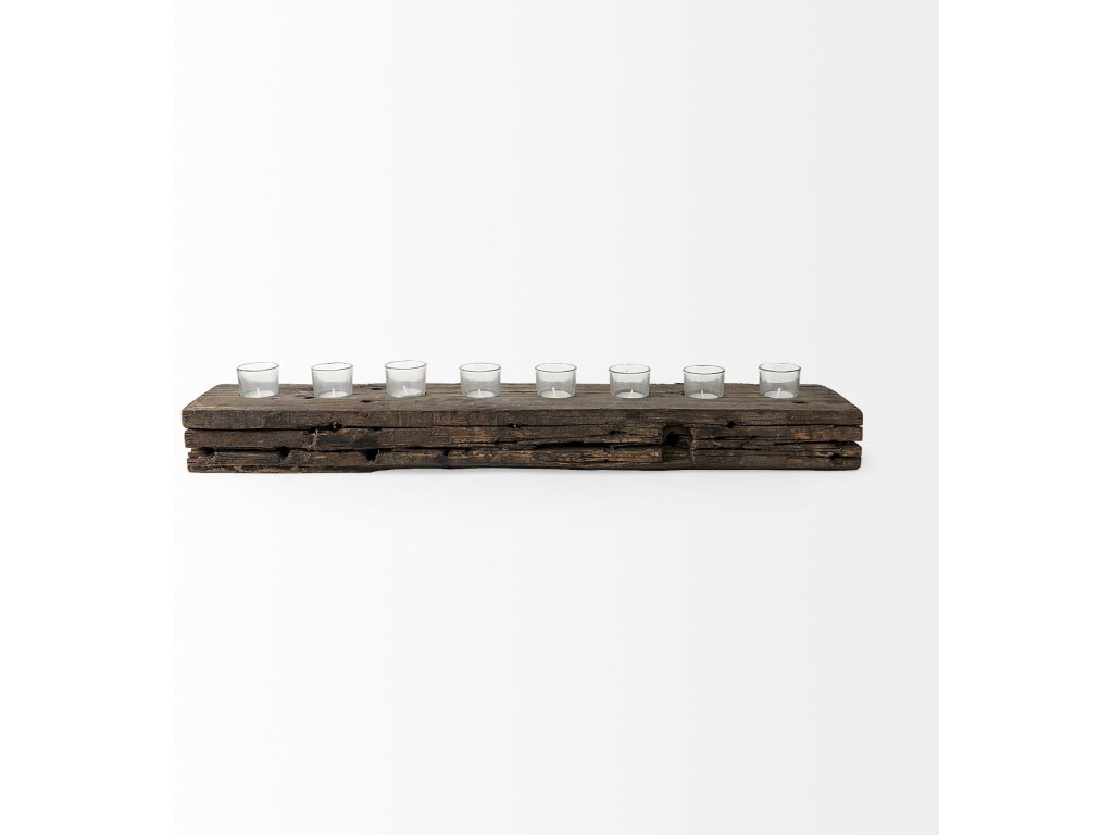 Reclaimed Wood Eight Tealight Table Candle Hodler