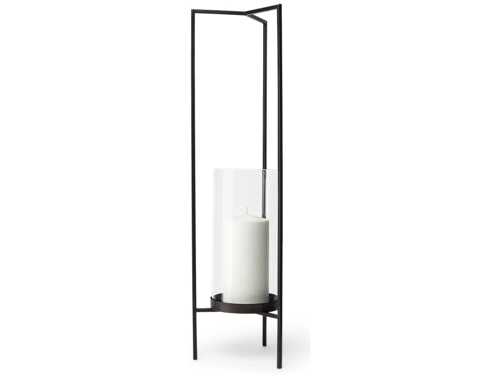 I Large Gunmetal Gray Metal Table Candle Holder