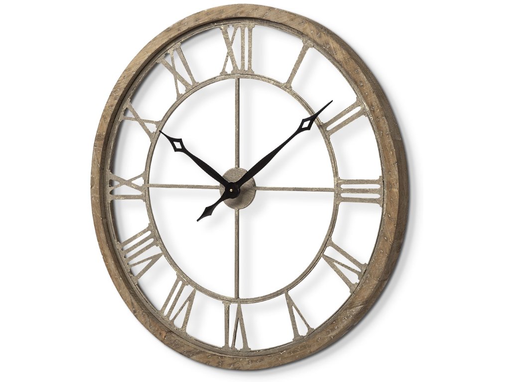 Light Brown 31.5" Large Farmhouse Wall Clock