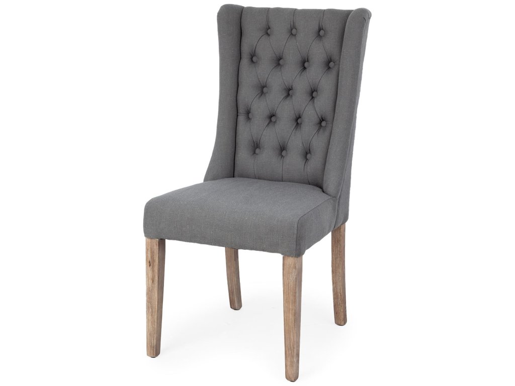 II Gray Plush Linen Covering Ash Solid Wood Base Dining Chair