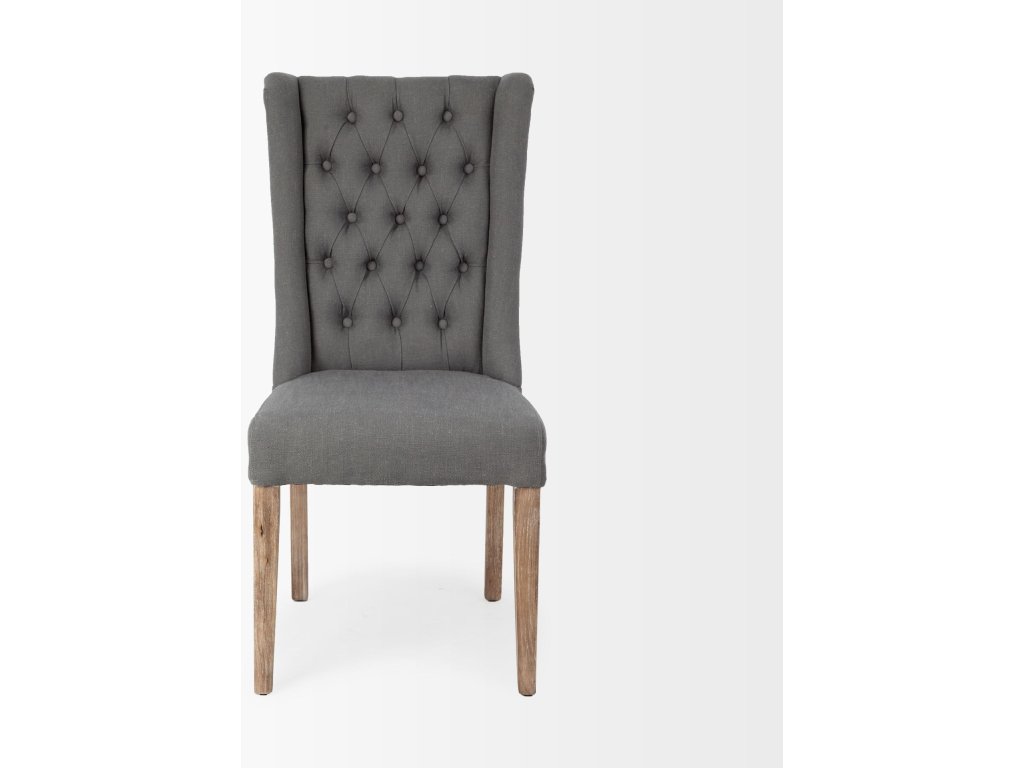 II Gray Plush Linen Covering Ash Solid Wood Base Dining Chair
