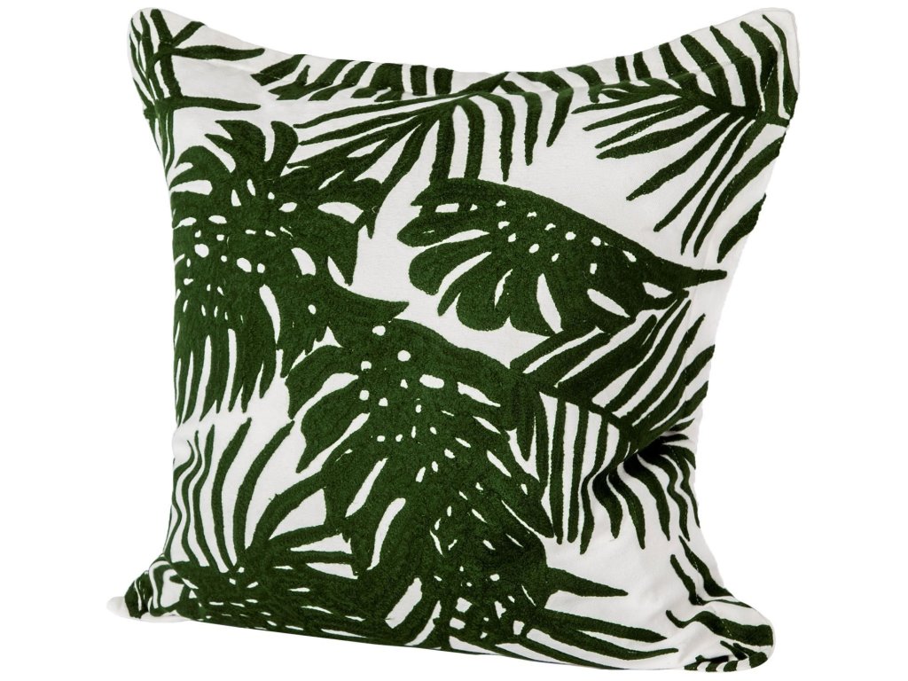 I 20 x 20 Green Tropical Palm Leaf Decorative Pillow Cover