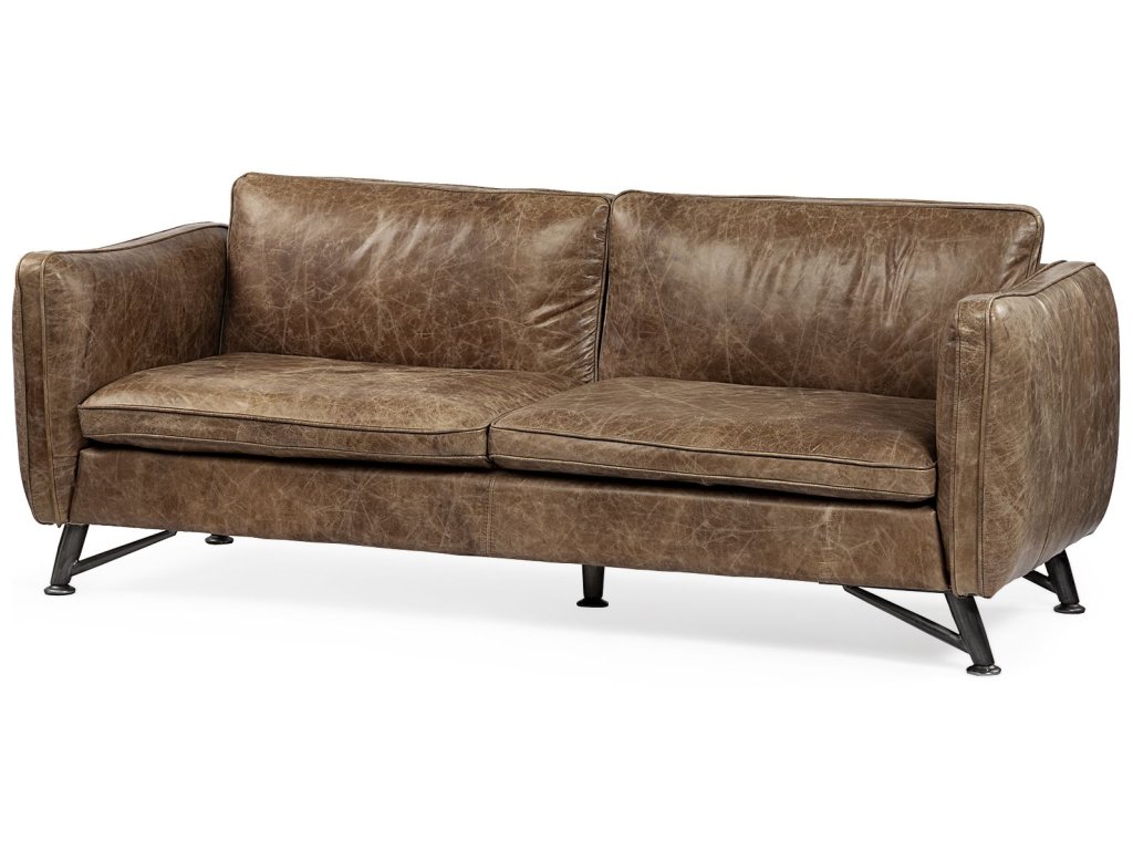 I 84" Brown Leather Two Seater Sofa