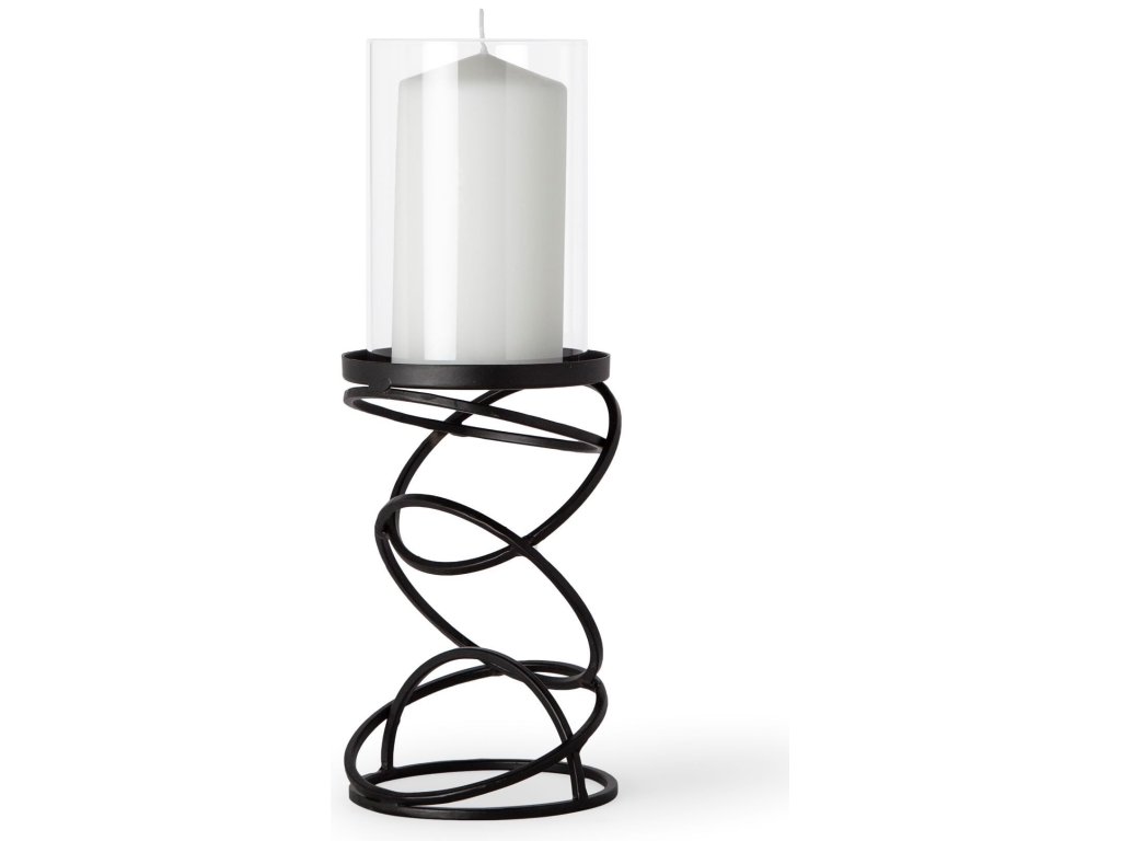 I Small Black Metal Stacked Ring Table Candle Holder