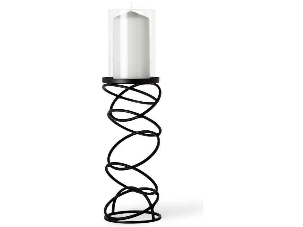 II Medium Black Metal Stacked Ring Table Candle Holder