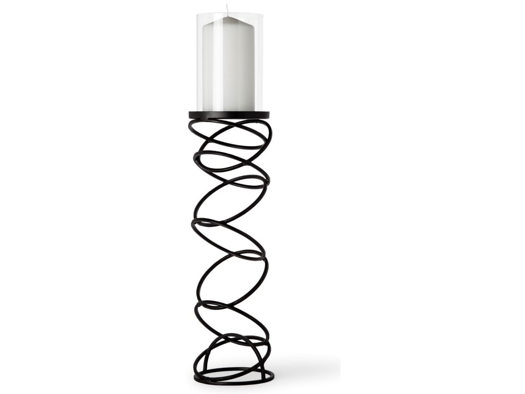III Large Black Metal Stacked Ring Table Candle Holder