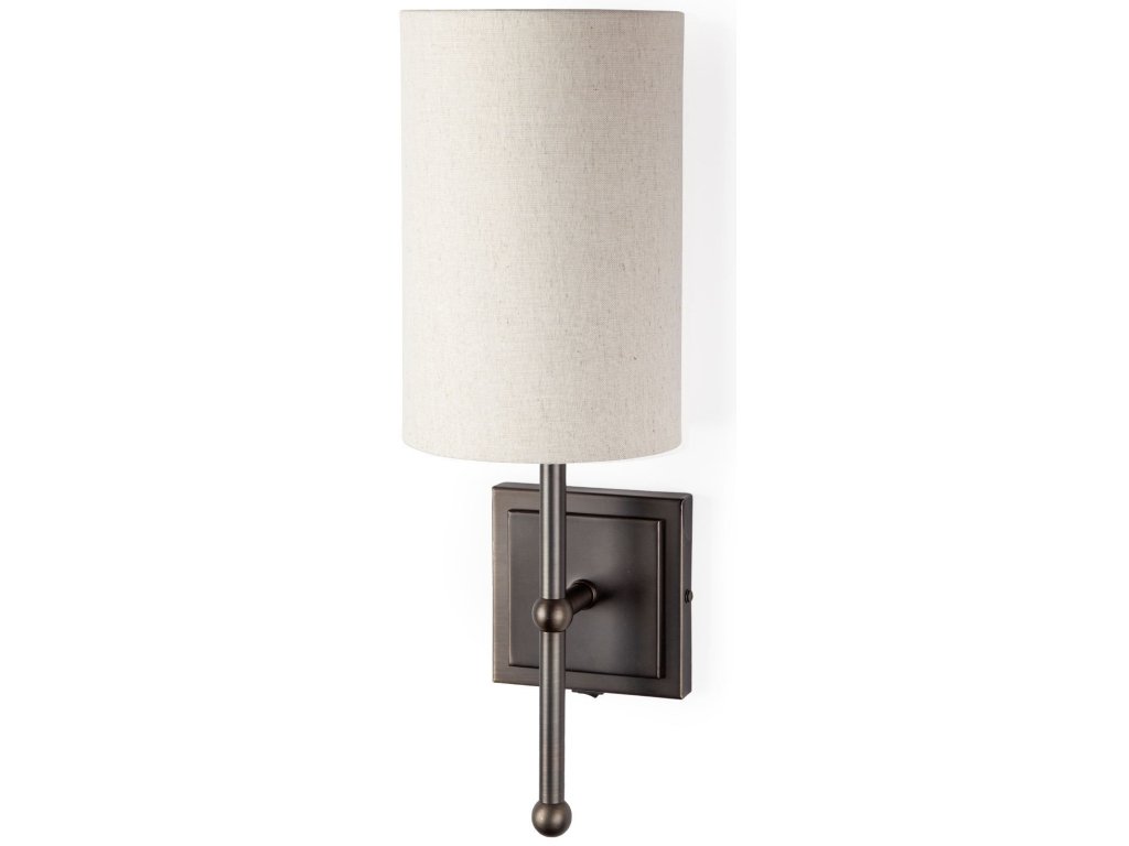II 9X16 White Fabric Shade Brown Metal Base Wall Sconce