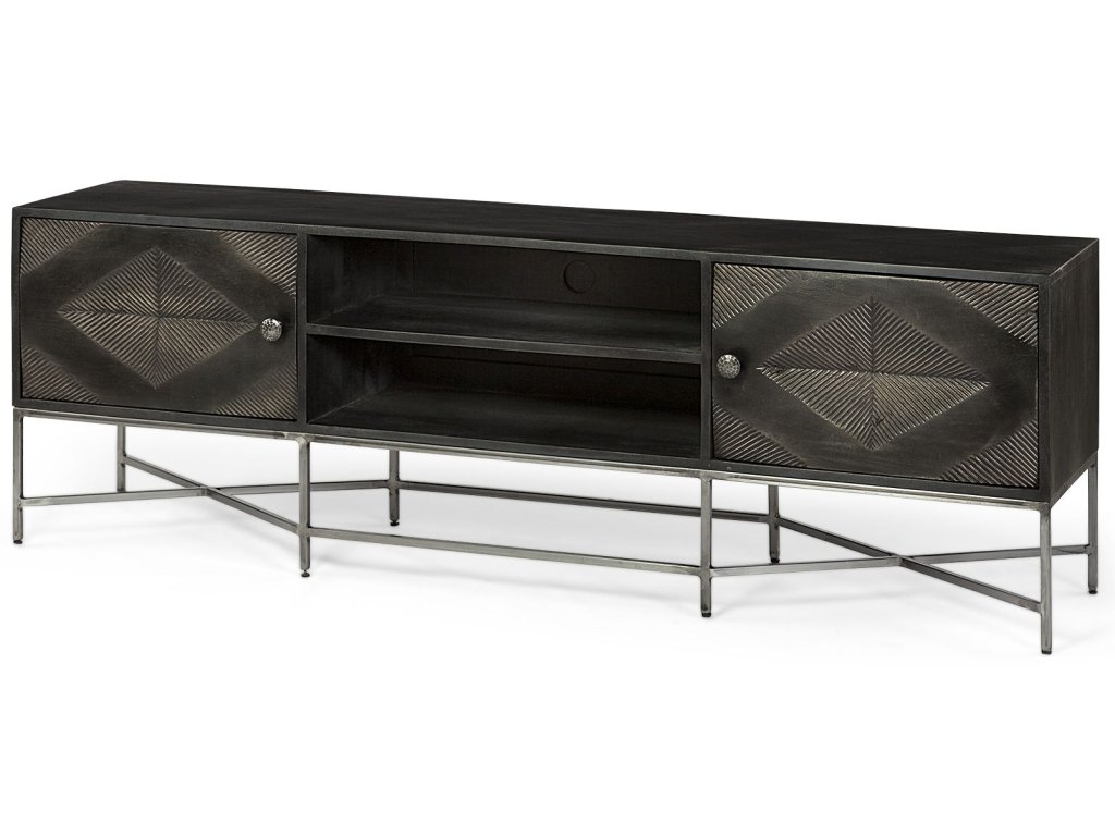 I Dark Brown Solid Wood Tv Stand Media Console With Storage, Tv Up To 81"