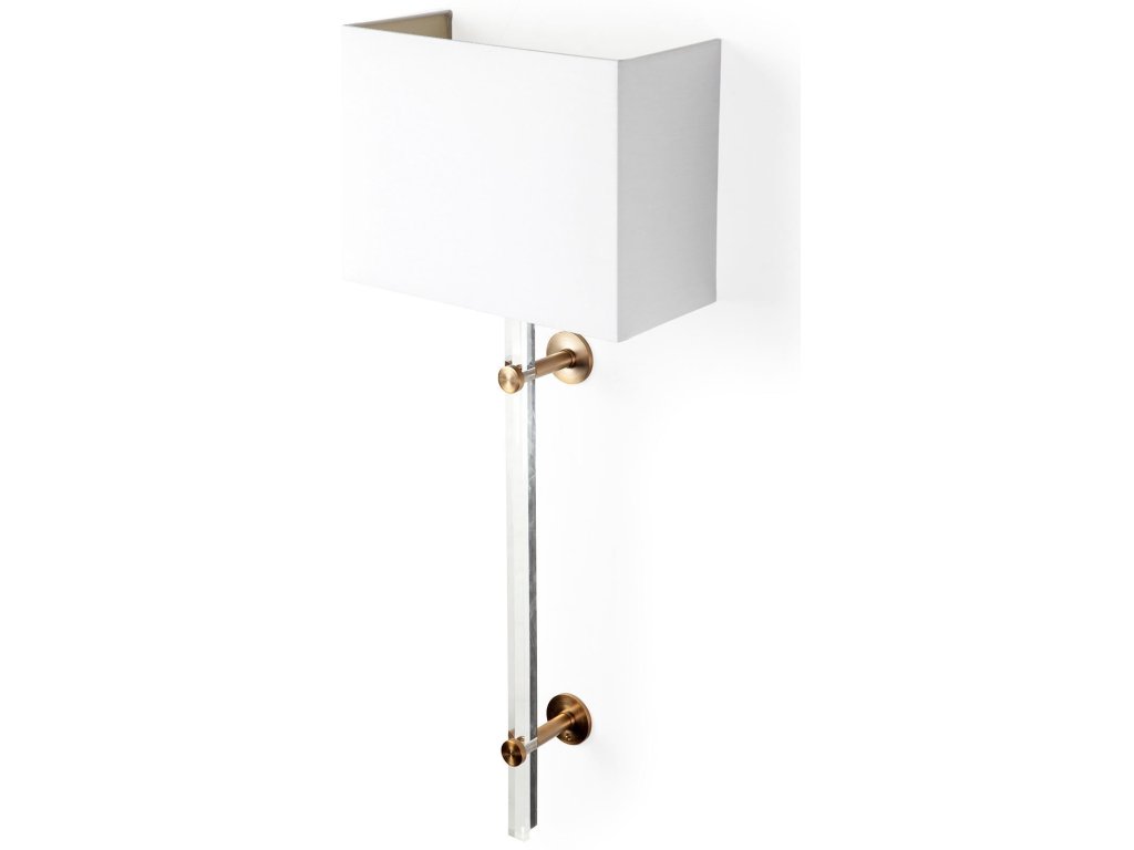 12 x 30 White Shade Brass/Acrylic Wall Sconce