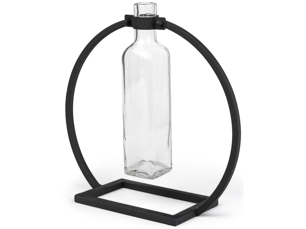 II Tall Black Metal Glass Bottle Vase