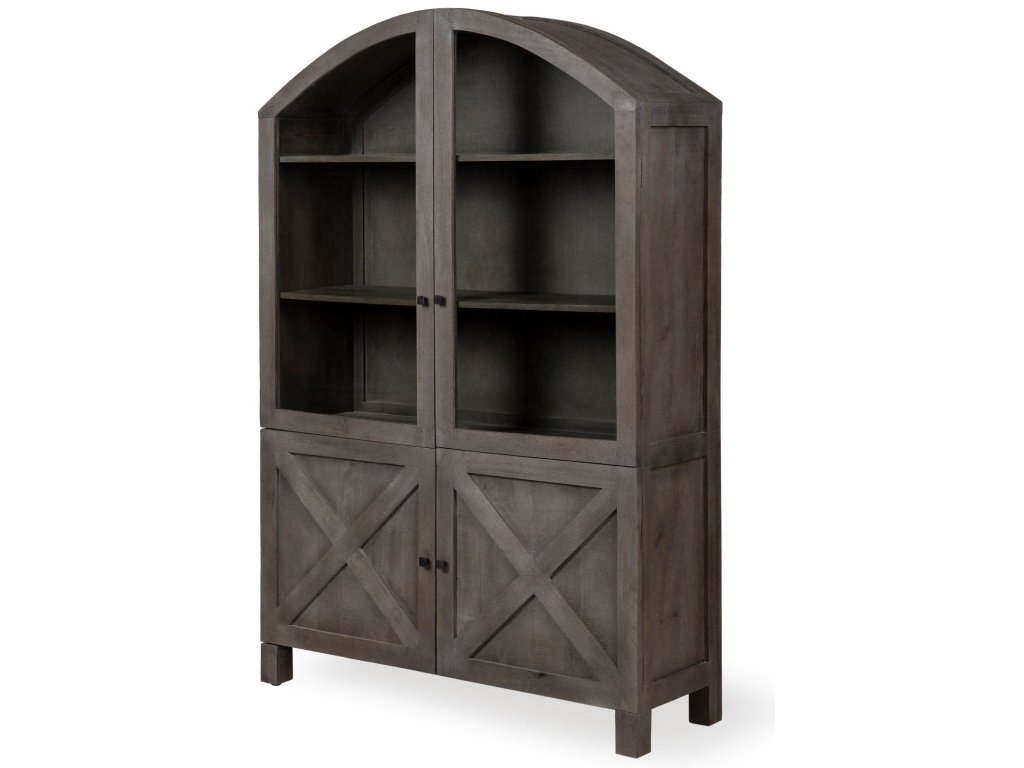48.5L x 17.25W x 73H Gray Solid Wood Display Cabinet