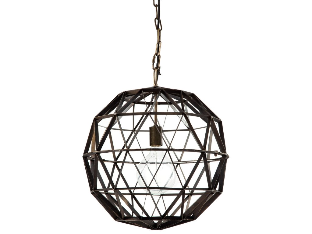 I 18X18 Black Metal Triangular Orb Pendant Light