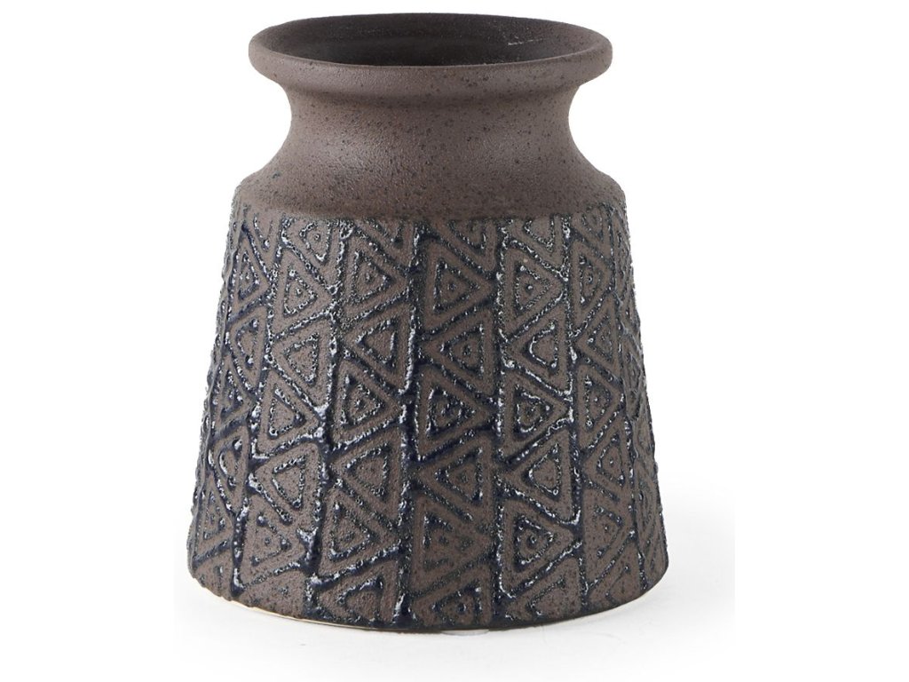 I Small Brown/Black Patterned Ceramic Vase