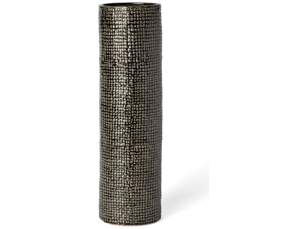 III Large Black/Gold Cylindrical Ceramic Vase