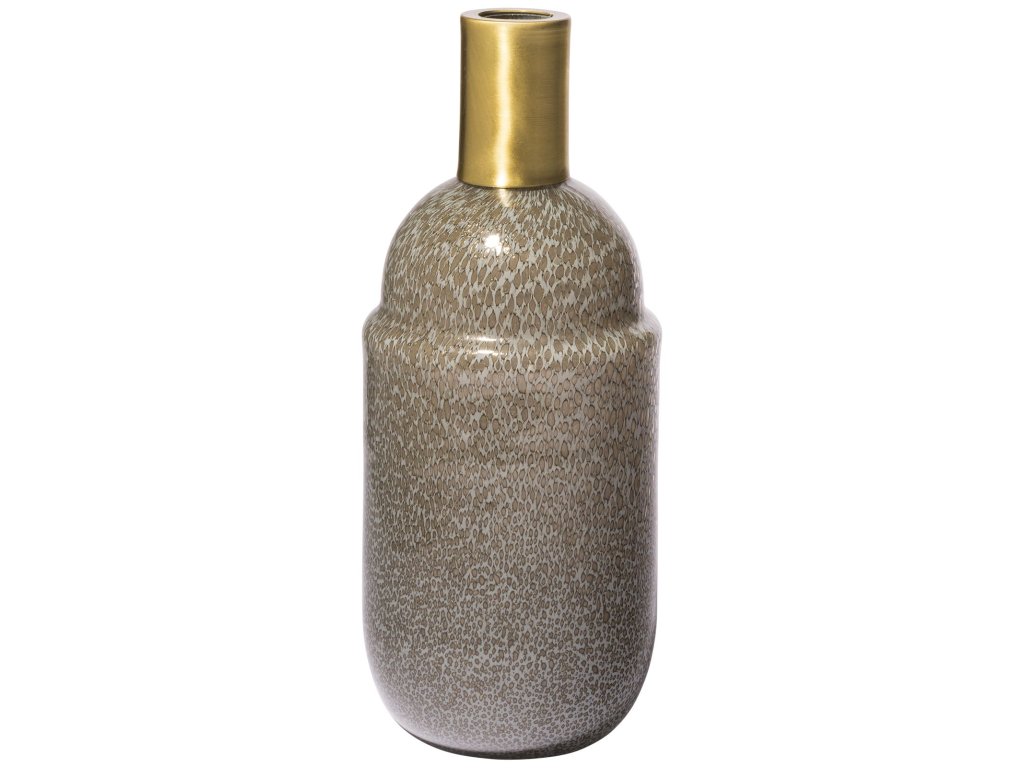 II Tall Brown/Gold Spotted Gourd Style Vase