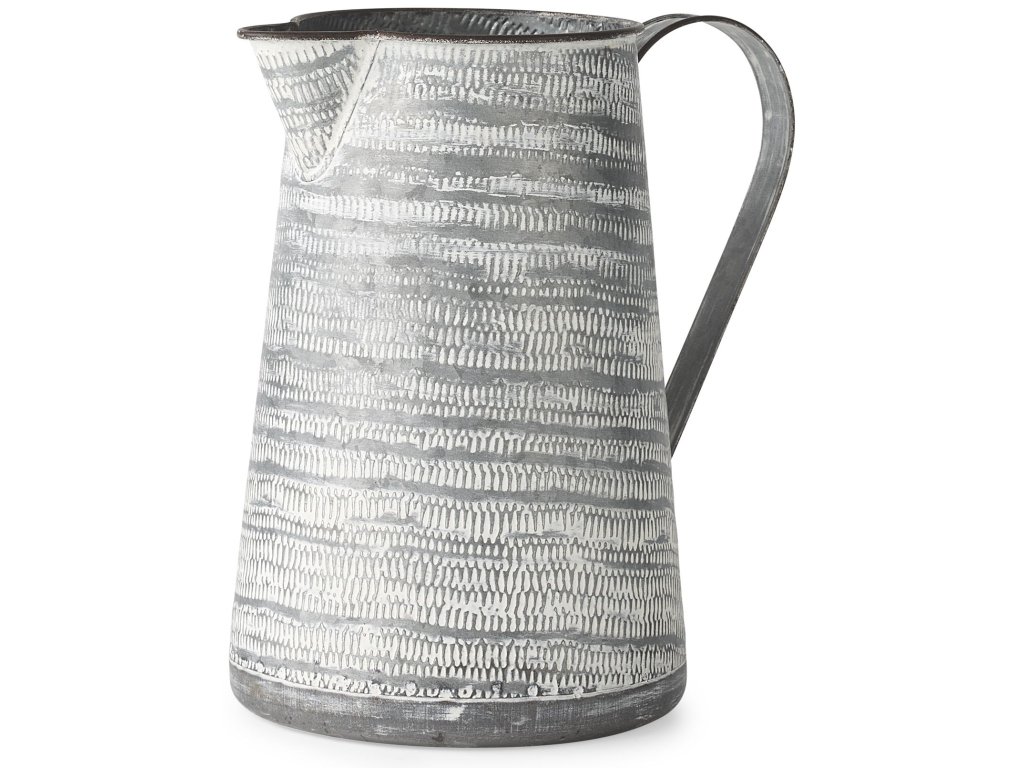 II 11.2H Large Gray/White Textured Metal Jug
