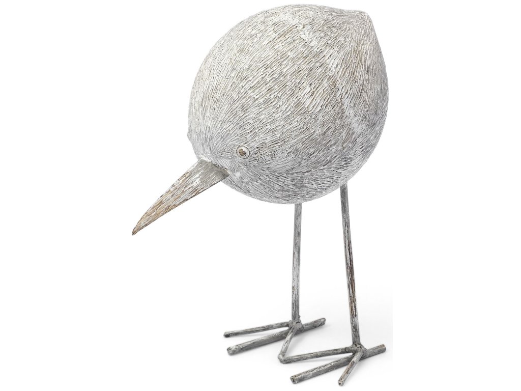 II 6L x 6W Off-White Resin Bird Ornament w/ Metal Feet