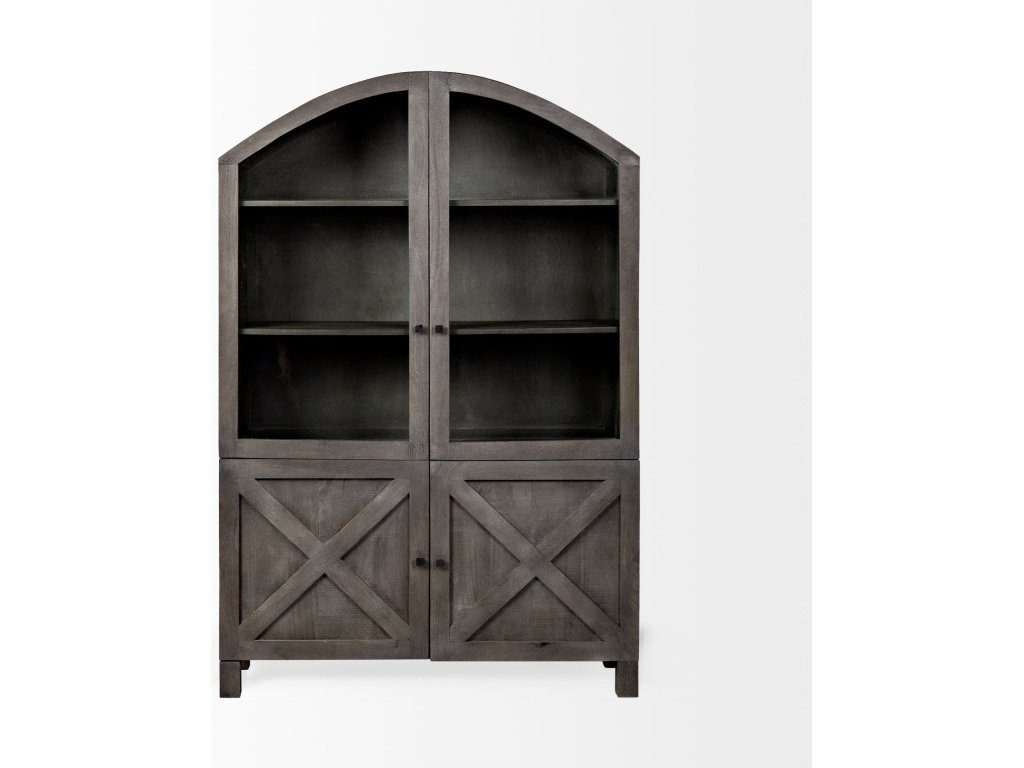 48.5L x 17.25W x 73H Gray Solid Wood Display Cabinet - Alternative View