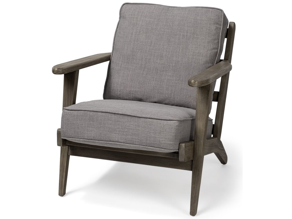 II Flint Gray Fabric Covered Wooden Frame Accent Chair