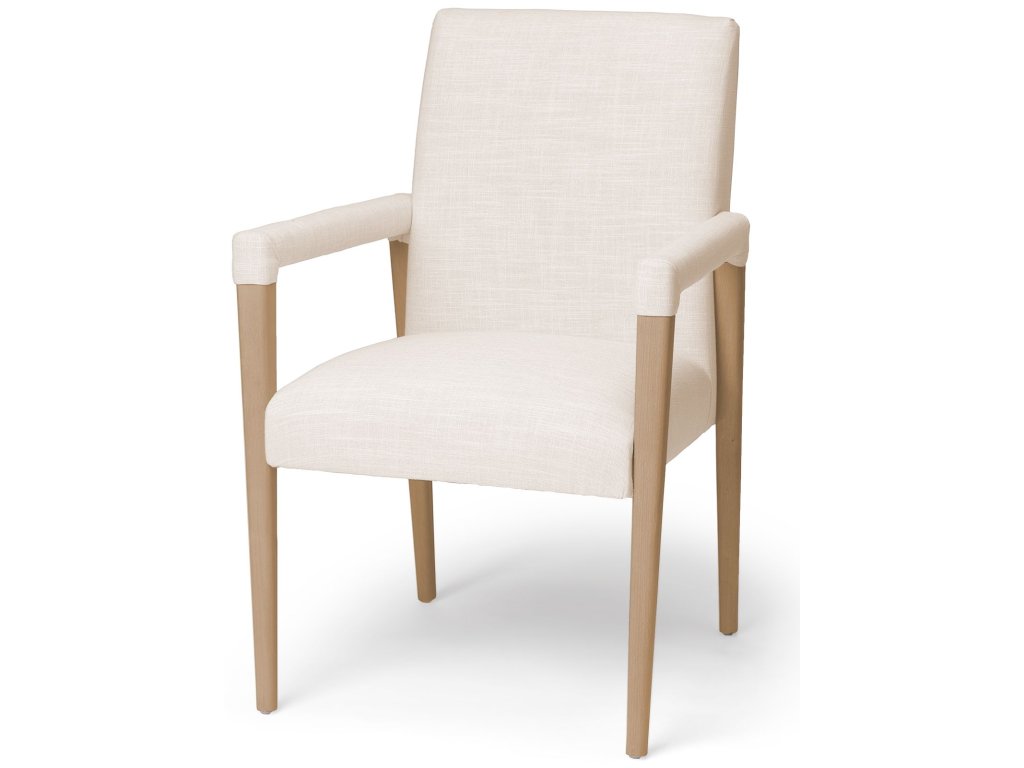 Cream Fabric Wrap Brown Wood Frame Dining Chair