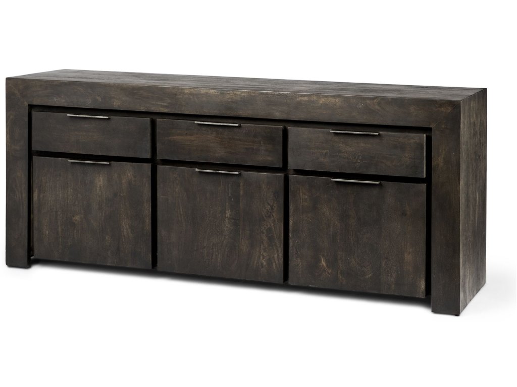 I 72X18 Brown Solid Wood 3 Drawer 3 Cabinet Sideboard