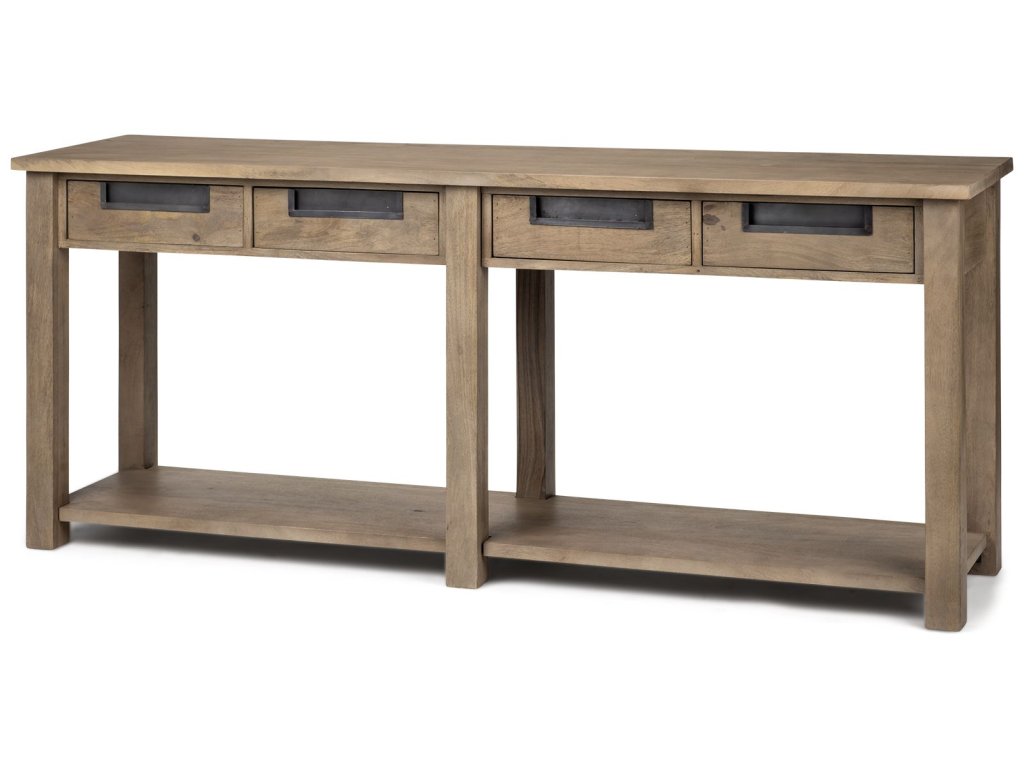 III 72L x 18W Brown Wood 4 Drawer Console Table