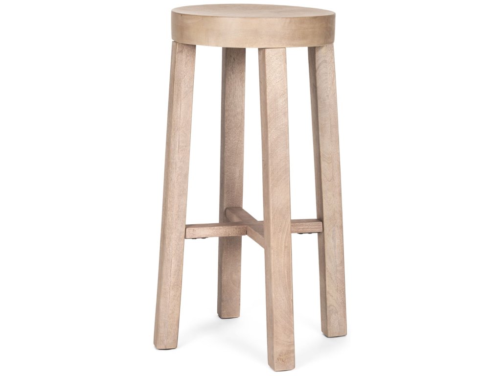 30" Total Height White Washed Wood Stool
