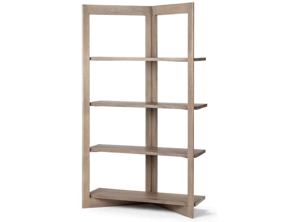 I 42L x 16W x 72H Light Brown Wood Four Shelf Shelving Unit